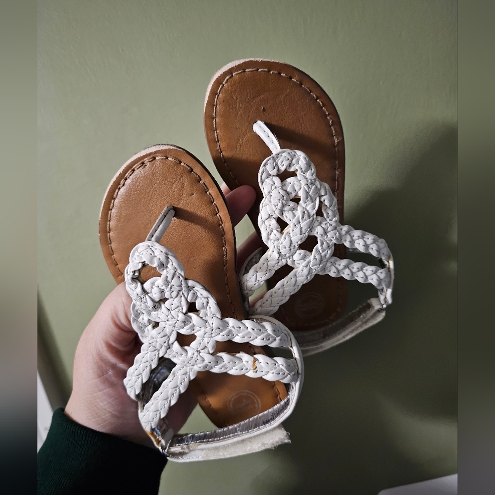 7c toddler sandals white and brown